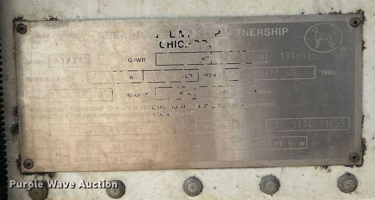 image for item EK8105 2013 Great Dane CTL-1114-11053 refrigerated van trailer