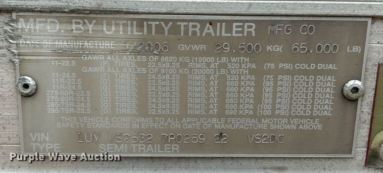 image for item EK8109 2007 Utility VS2DC dry van trailer