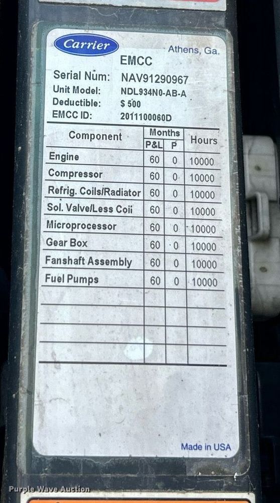 image for item EK8118 2011 Wabash refrigerated van trailer