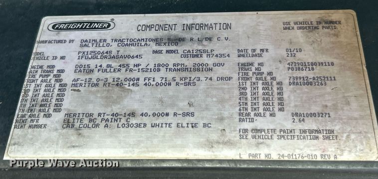 image for item EK8125 2010 Freightliner Cascadia semi truck