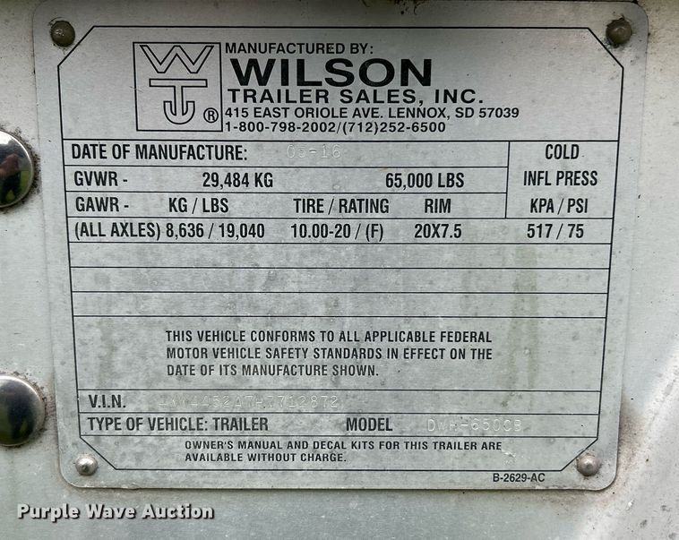 image for item EK8162 2017 Wilson Commander grain trailer