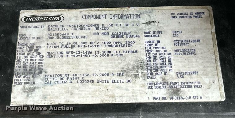 image for item EK8164 2014 Freightliner Cascadia 125 semi truck