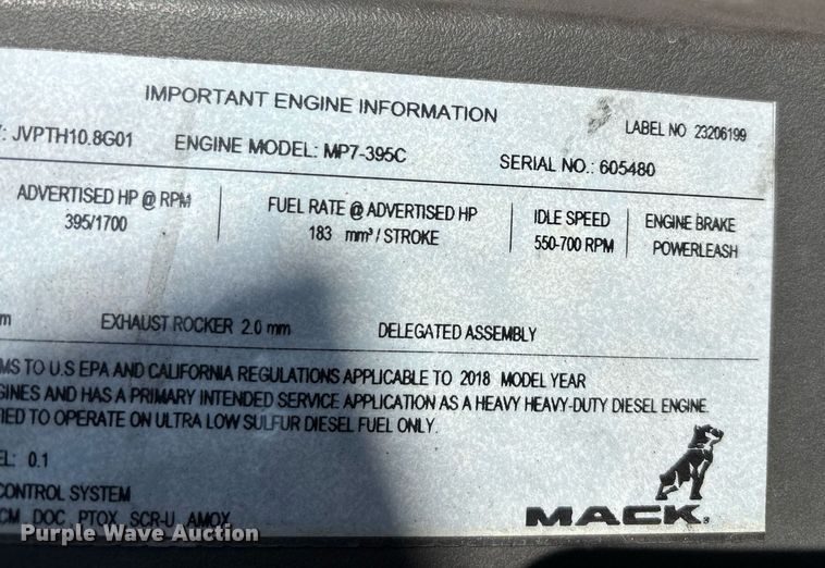 image for item YA0497 2019 Mack AN42T semi truck