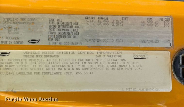 image for item YA0520 2004 Sterling L7500 fuel / lube truck