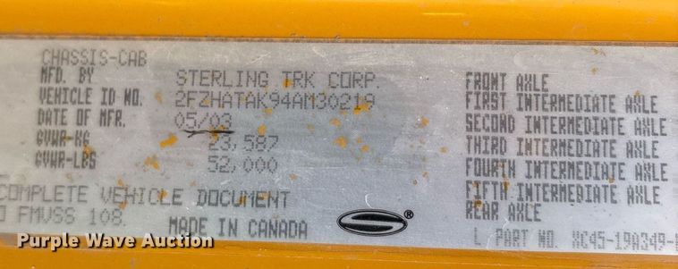 image for item YA0520 2004 Sterling L7500 fuel / lube truck