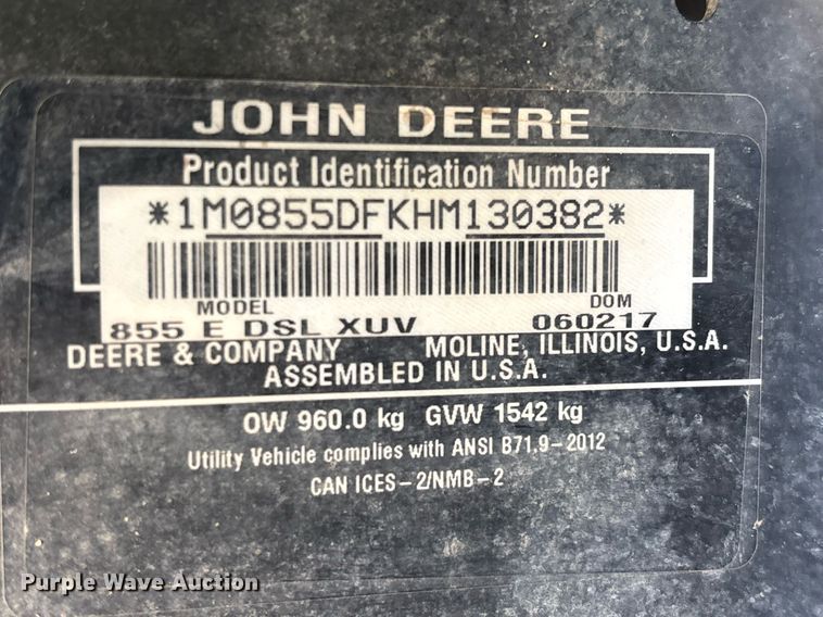 image for item DH8632 2017 John Deere 855 E DSL XUV utility vehicle