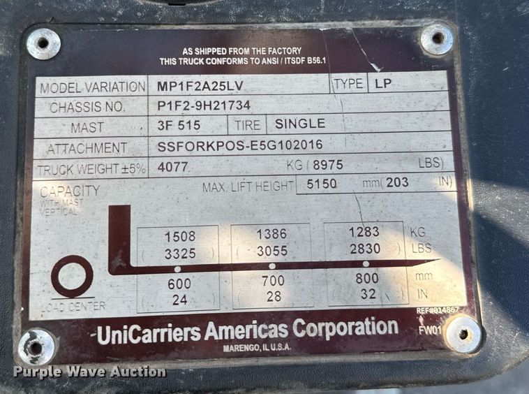 image for item DI9044 2016 UniCarriers PF50 forklift