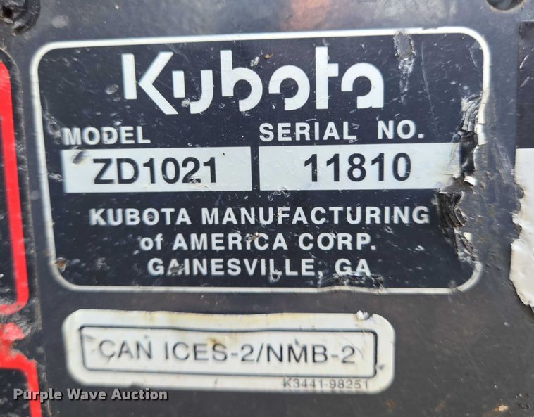 image for item DT4910 Kubota ZD1021 ZTR lawn mower
