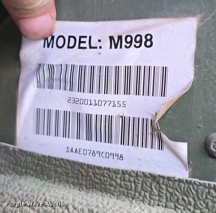 image for item DT6934 1989 AM General M998 SUV