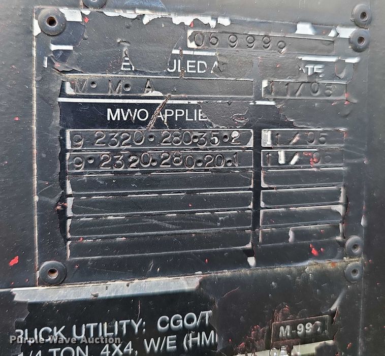 image for item DT6935 1990 AM General M998 SUV