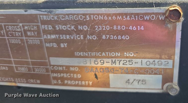 image for item DT6942 1969 AM General M54A1CW0/W flatbed truck