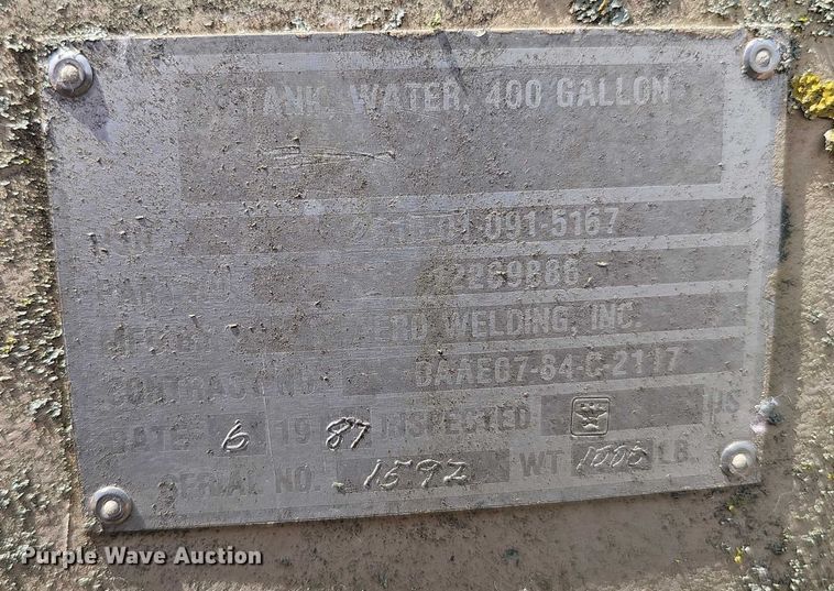 image for item DT6949 1987 Aero Welding Inc. tank trailer