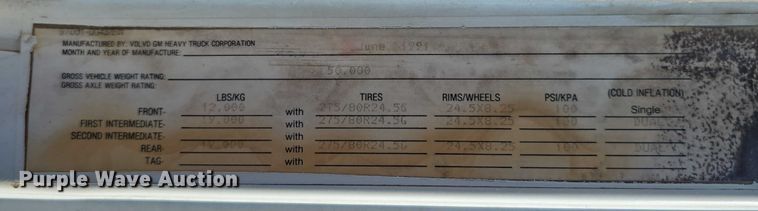 image for item DT6956 1992 White GMC WG Series semi truck