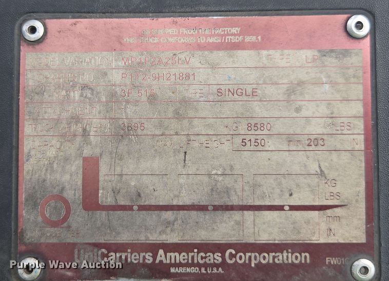 image for item DU7763 2016 UniCarriers PF50 forklift