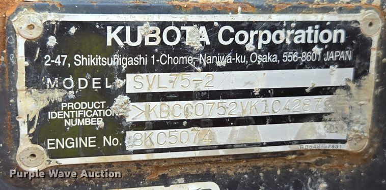 image for item DU7784 2019 Kubota SVL75-2 tracked skid steer loader