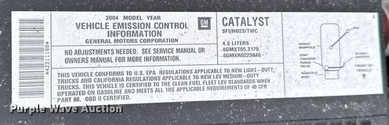 image for item DV2747 2004 Chevrolet Silverado 1500 pickup truck