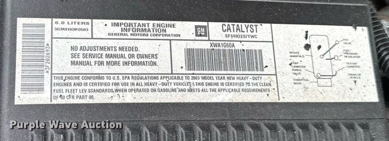 image for item DV2748 2003 GMC Sierra 2500HD Crew Cab pickup truck