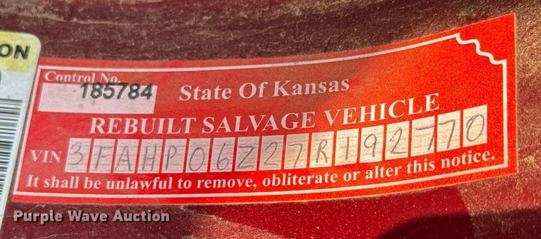 image for item DY0187 2007 Ford Fusion 