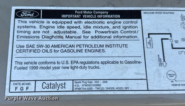 image for item DY0188 1999 Ford Ranger SuperCab pickup truck