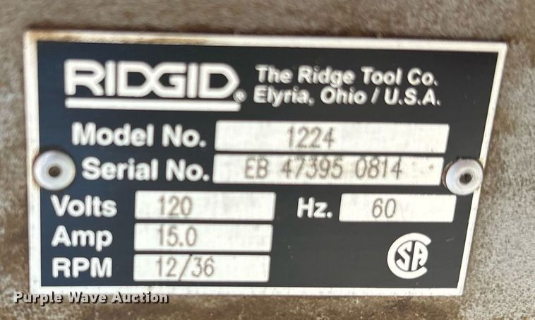 image for item DY0574 Ridgid 1224 pipe threading machine