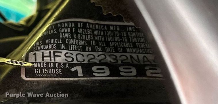 image for item DZ8987 1992 Honda GL1500SE motorcycle