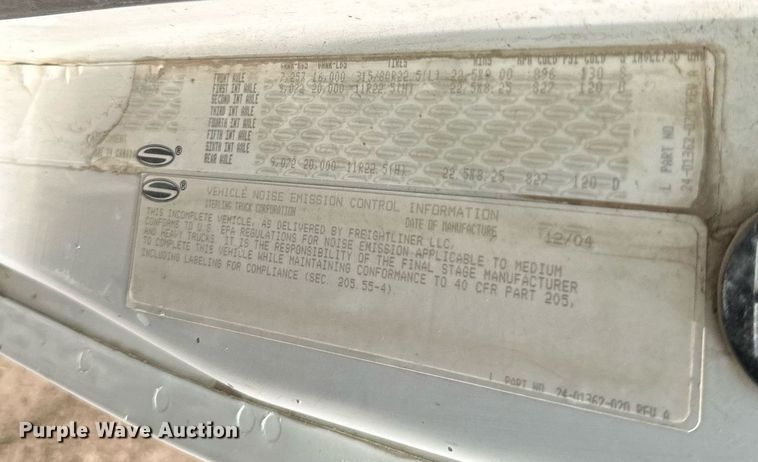 image for item EB2613 2005 Sterling Actera refuse truck