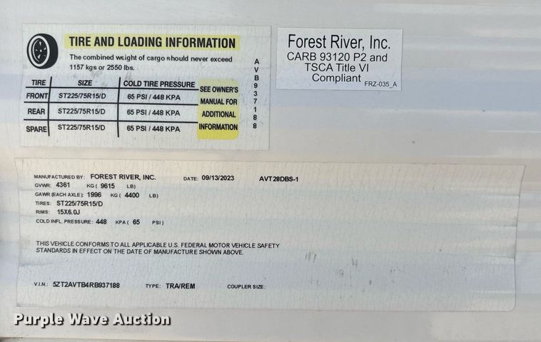 image for item EC3660 2024 Forest River Prime Time Avenger 28DBS camper