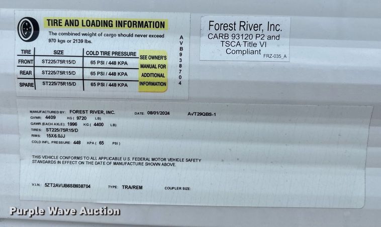image for item EC3667 2025 Forest River Prime Time Avenger 29QBS camper