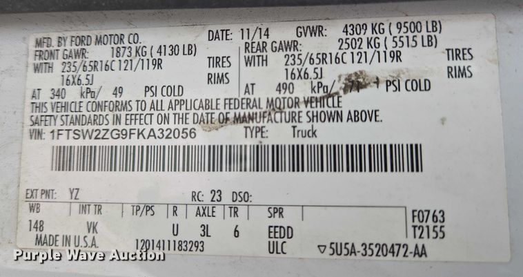 image for item EC4257 2015 Ford Transit 350 van