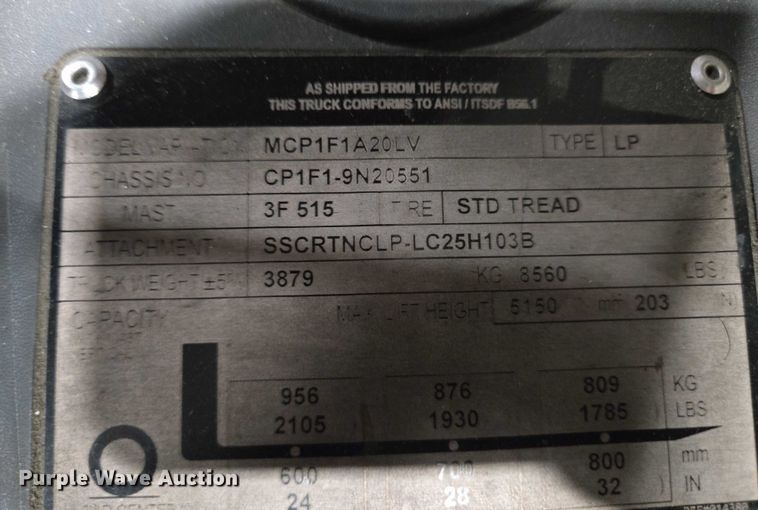 image for item EC4274 2017 UniCarriers CFS40 forklift