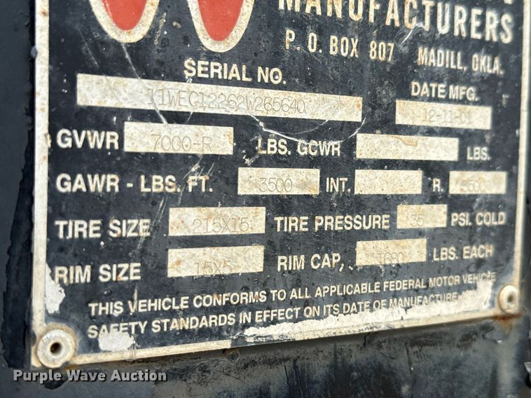 image for item ED5684 2002 W-W enclosed cargo trailer