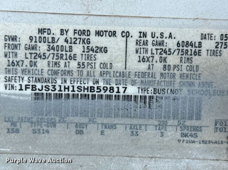 image for item ED5705 1995 Ford Club Wagon  van