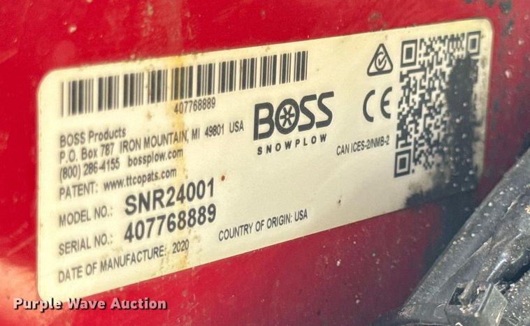 image for item EF1995 2020 Boss SNR24001 snow pusher