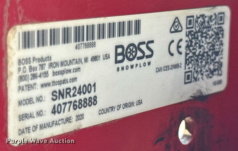 image for item EF2004 2020 Boss SNR24001 snow pusher