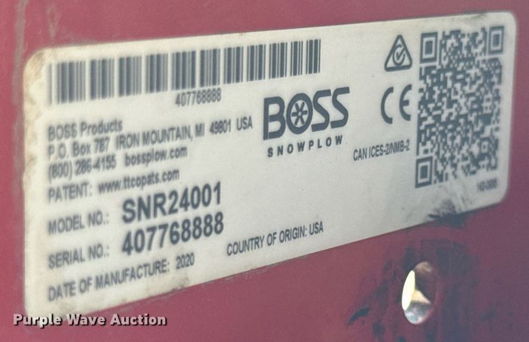 image for item EF2004 2020 Boss SNR24001 snow pusher