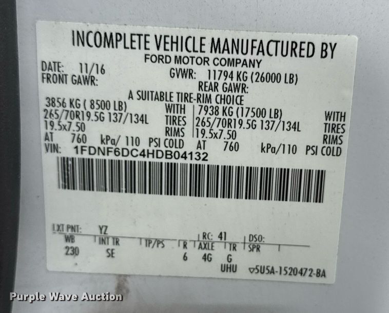 image for item EG5775 2017 Ford F650 Super Duty box truck