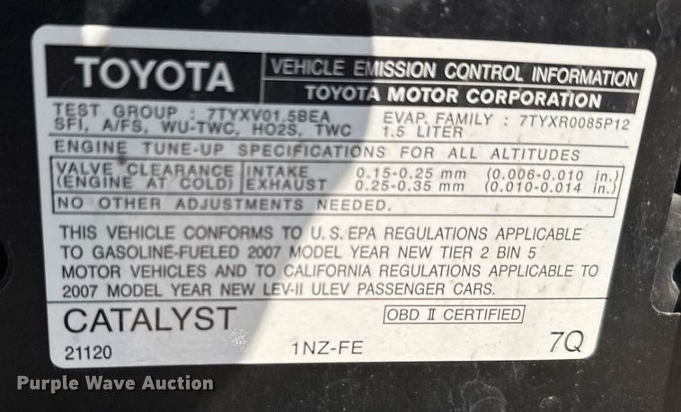 image for item EG6590 2007 Toyota Yaris 