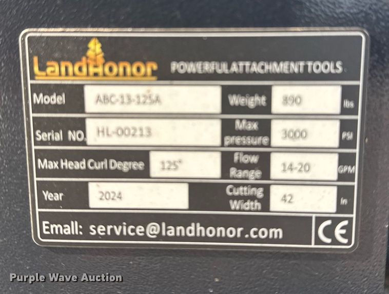 image for item EG8073 2024 LandHonor ABC-13-125A skid steer articulating brush mower