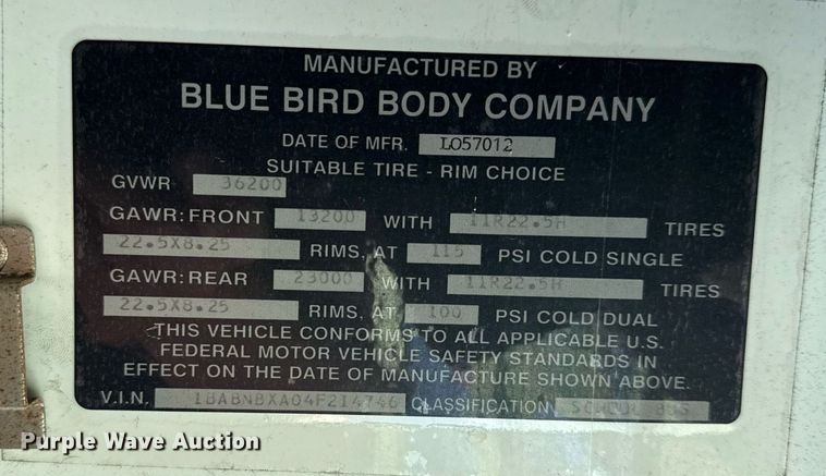 image for item EG8083 2004 Blue Bird school bus