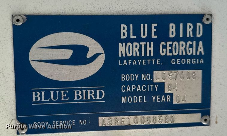 image for item EG8089 2004 Blue Bird A3 school bus