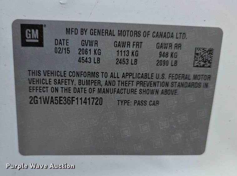 image for item EI0002 2015 Chevrolet Impala Limited 