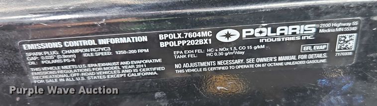 image for item EJ0087 2011 Polaris Ranger 800 EFI utility vehicle