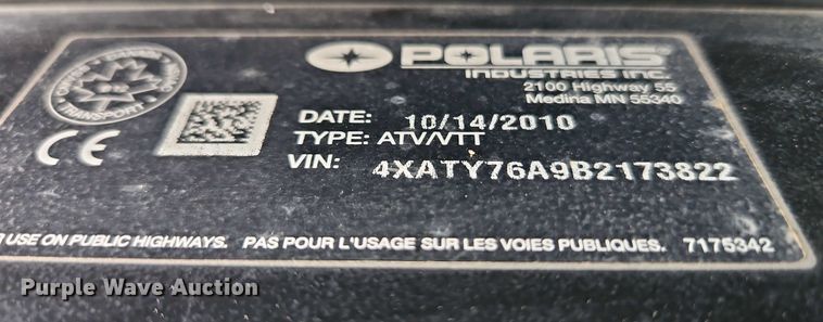 image for item EJ0087 2011 Polaris Ranger 800 EFI utility vehicle