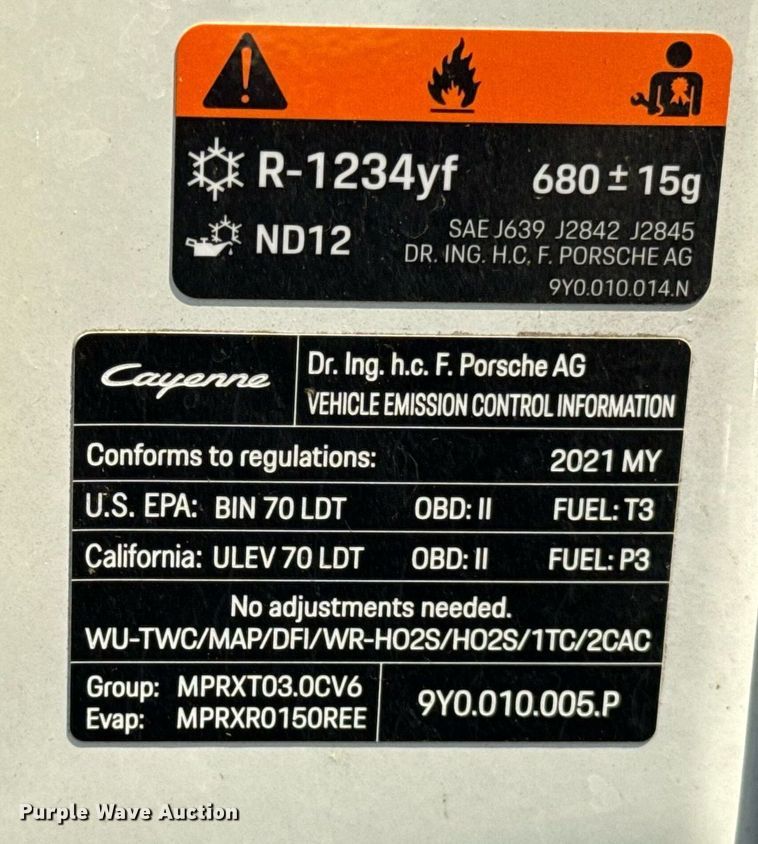 image for item EJ4645 2021 Porsche Cayenne SUV