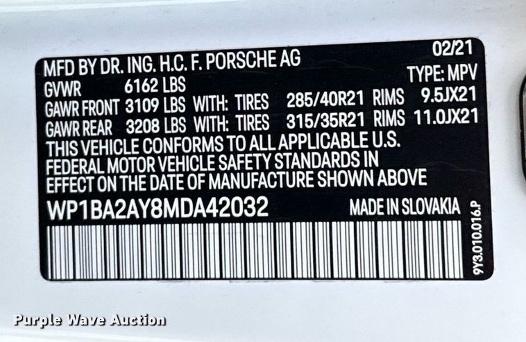 image for item EJ4645 2021 Porsche Cayenne SUV