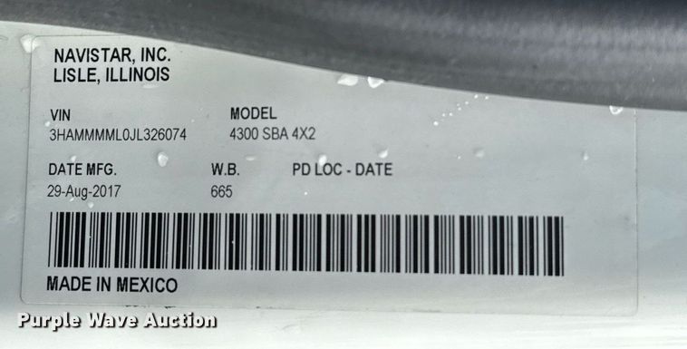 image for item EJ4683 2018 International 4300 SBA refrigerated truck