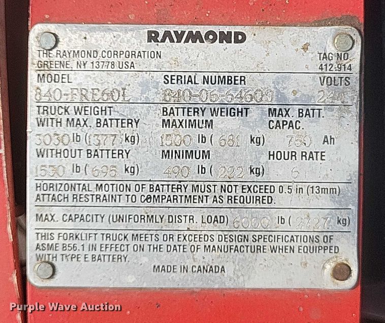 image for item EJ7575 Raymond 840-FRE60L pallet jack