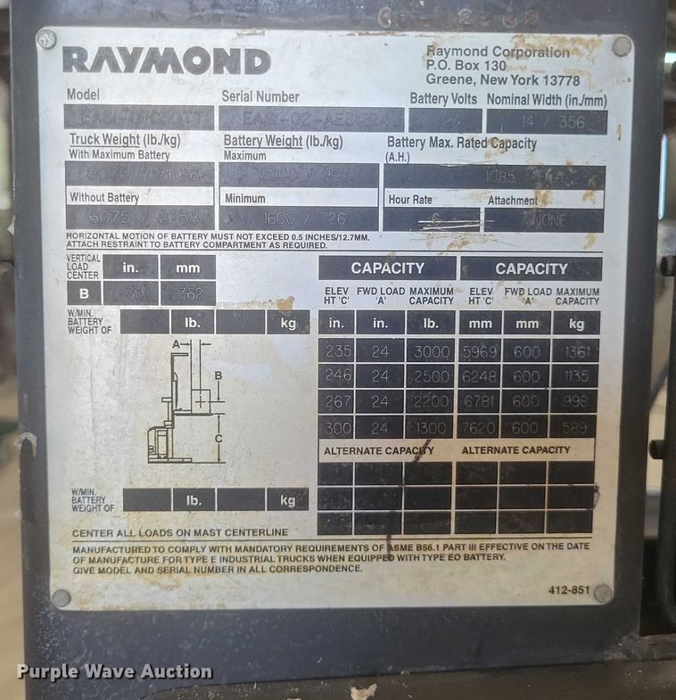 image for item EJ7577 Raymond  EASI-0PC30TT order picker