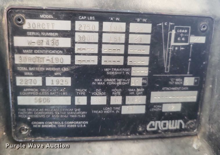 image for item EJ7578 Crown 30RCTT order picker