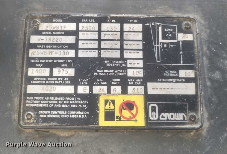 image for item EJ7579 Crown 25WBTF pallet stacker